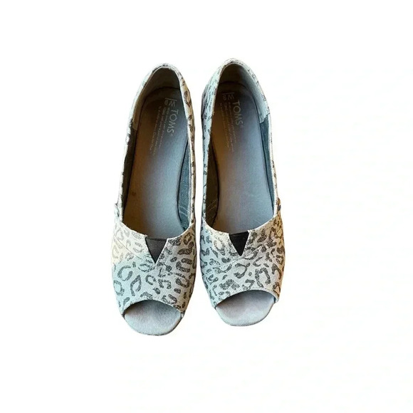 TOMS Snow Leopard Print Peep-Toe Wedge - Picture 6 of 6